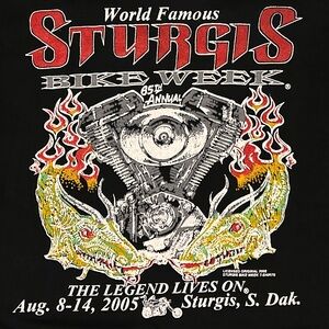 Vintage 2005 Sturgis Bike Week 65th Annual Tee – Size Medium – Double Sided